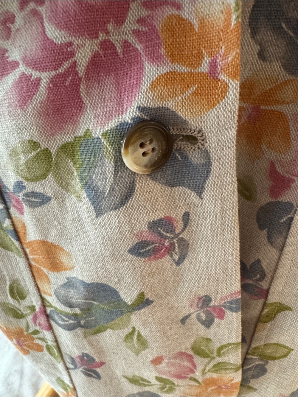 Vintage LL Bean Floral Pastel Linen-Blend Blazer - Cream Multi, sz 12 - Picture 3 of 13
